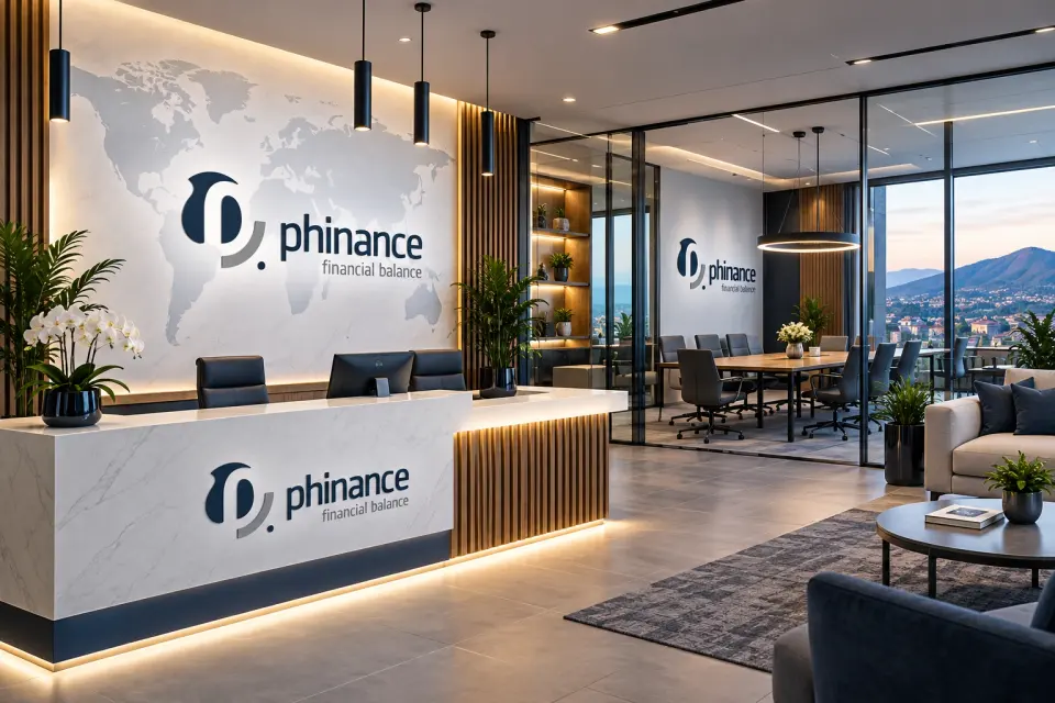 Wnętrze biura Phinance — recepcja i sala spotkań
